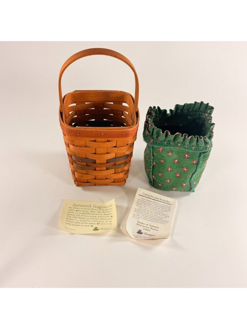 Longaberger 1992 Shades Of Autumn Bittersweet Basket With Protector Liner & Cert